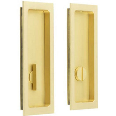 Loops Satin Brass Rectangular Turn & Release For DoorsDoor Handle from B&Q