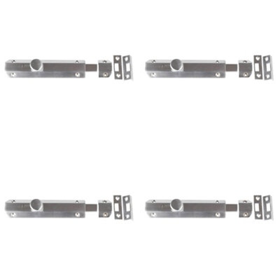 Loops 4 Pack Stylish Architectural Slide Door Bolts 150X35mm In Satin Nickel FinishDoor Bolt Lock from B&Q