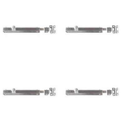 Loops 4 Pack Premium Architectural Slide Door Bolts 200X35mm In Satin Nickel FinishDoor Bolt Lock from B&Q