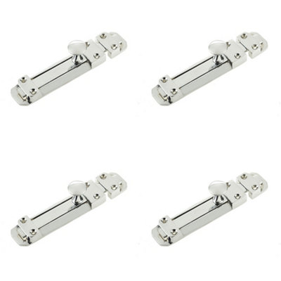 Loops 4 Pack High-Security Contract Door Bolts 138X30mm In Polished Chrome FinishDoor Bolt Lock from B&Q