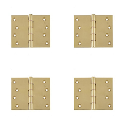 Loops 4 Pack High-Quality Polished Brass Projection Hinge 102X125X3.5mmDoor Hinges from B&Q
