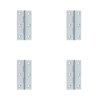 Loops 4 Pack Premium Polished Chrome Plain Butt Hinge 76X42X1.5mm For Smooth OperationDoor Hinges from B&Q