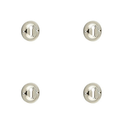 B&Q -  4 Pack 40mm Polished Nickel Keyway Escutcheon For Luxury HomesSolid Brass Key Hole Cover