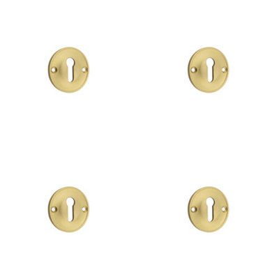 B&Q -  4 Pack 40mm Satin Brass Keyway Escutcheon For Luxurious HomesSolid Brass Key Hole Cover
