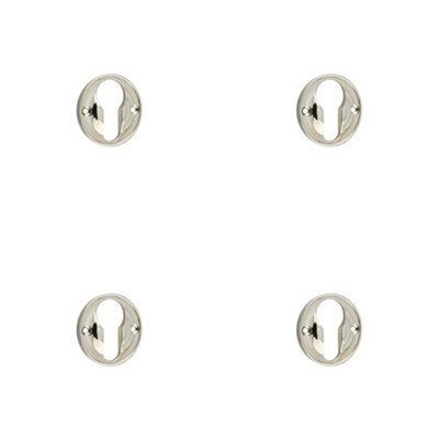 B&Q -  4 Pack Elegant 40mm Euro Profile Escutcheon In Polished Nickel For Luxurious HomesSolid Brass Key Hole Cover