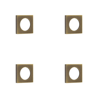Loops 4 Pack Elegant Antique Brass Square Outer Rose For EscutcheonSolid Brass Key Hole Cover from B&Q