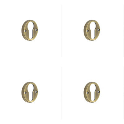 Loops 4 Pack Elegant Knurled Euro Profile Escutcheon In Antique Brass For Stylish DoorsSolid Brass Key Hole Cover from B&Q