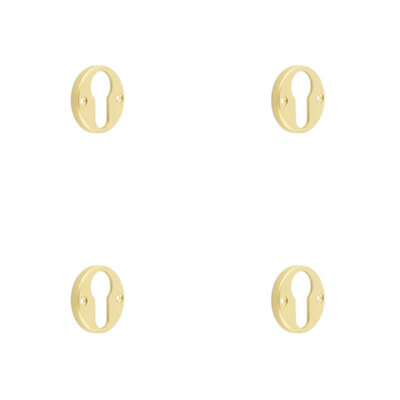 Loops 4 Pack Stylish Knurled Euro Profile Escutcheon In Satin Brass For Luxury DoorsSolid Brass Key Hole Cover from B&Q