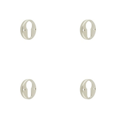 Loops 4 Pack Stylish Knurled Euro Profile Escutcheon In Satin Nickel FinishSolid Brass Key Hole Cover from B&Q