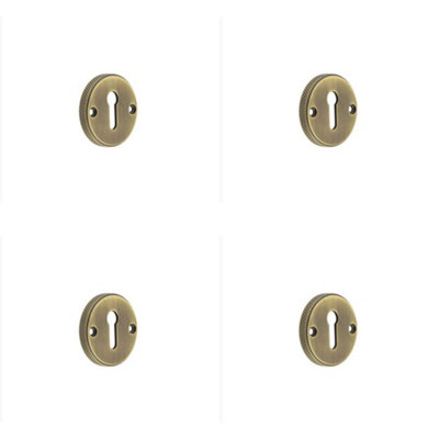Loops 4 Pack Elegant Knurled Keyway Escutcheon In Antique Brass For Stylish DoorsSolid Brass Key Hole Cover from B&Q