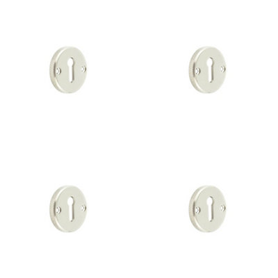Loops 4 Pack Polished Nickel Knurled Keyway Escutcheon For DoorsSolid Brass Key Hole Cover from B&Q