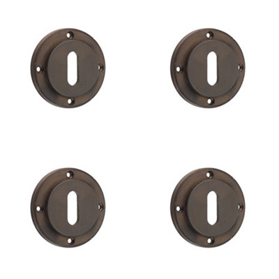 Loops 4 Pack Premium Dark Bronze Standard Keyway Escutcheons With No Rose DesignSolid Brass Key Hole Cover from B&Q
