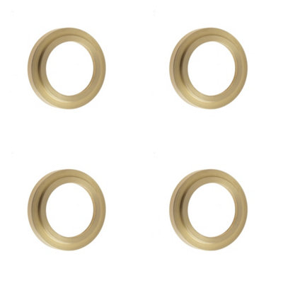 Loops 4 Pack Modern Satin Brass Stepped Outer Roses For EscutcheonsSolid Brass Key Hole Cover from B&Q