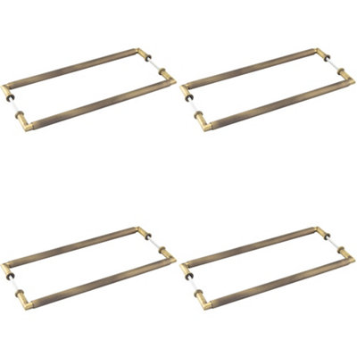 Loops 4 Pack Elegant 425mm Antique Brass Pull Handle For Modern InteriorsDoor Handle from B&Q