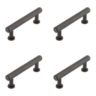 Loops 4 Pack Stylish 96mm Dark Bronze Knurled Cabinet HandleKitchen Drawer Pull Handle from B&Q