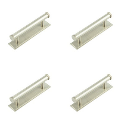 Loops 4 Pack Satin Nickel Cabinet Handle With Stepped Backplate96mm Centers For Modern InteriorsKitchen Drawer Pull Handle