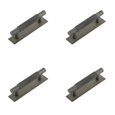 Loops 4 Pack Stylish 96mm Dark Bronze Cabinet Handle With Stepped Backplate Kitchen Drawer Pull Handle from B&Q