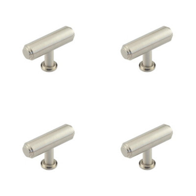 B&Q -  4 Pack Satin Nickel T Bar Stepped Cupboard Knob For Elegant Home DecorKitchen Cabinet Knob