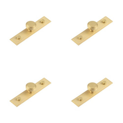 B&Q -  4 Pack Elegant 30mm Stepped Cupboard Knob In Satin Brass FinishKitchen Cabinet Knob
