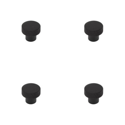 Loops 4 Pack Stylish 30mm Black Diamond Knurled Cupboard Knob For Modern InteriorsKitchen Cabinet Knob from B&Q