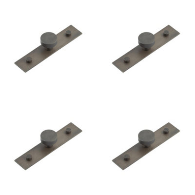 B&Q -  4 Pack Stylish 30mm Dark Bronze Cupboard Knob With Plain BackplateKitchen Cabinet Knob