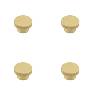 B&Q -  4 Pack Stylish 40mm Satin Brass Cupboard Knob For Modern InteriorsKitchen Cabinet Knob