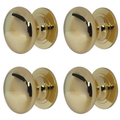 B&Q -  4 Pack Premium 25mm Polished Brass Cupboard Knob For Elegant InteriorsKitchen Cabinet Knob