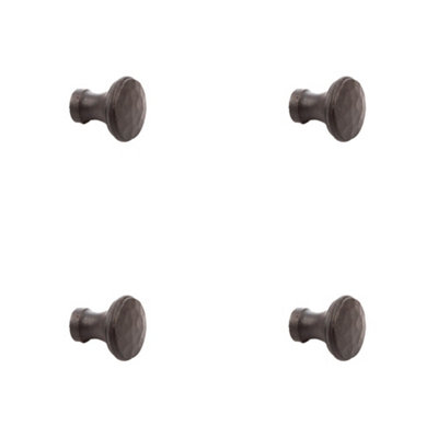 Loops 4 Pack Rustic Hammered Cupboard Knob 20mm In Beeswax FinishKitchen Cabinet Knob