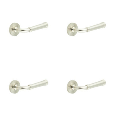 B&Q -  4 Pack Knurled Rose Satin Nickel Door Handle For Stylish InteriorsSolid Brass Interior Handle