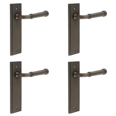 B&Q -  4 Pack Elegant Dark Bronze Door Handle Latch Backplate For Luxury InteriorsSolid Brass Interior Handle