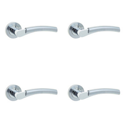 Loops 4 Pack Stylish Polished Chrome/satin Chrome Door Handle On RoseInterior Handle from B&Q