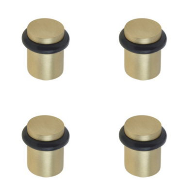 Loops 4 Pack Elegant Satin Brass Door Stops For Stylish InteriorsSolid Brass & Rubber Stopper from B&Q