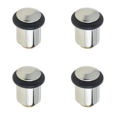 Loops 4 Pack Premium Chamfered Door Stops In Polished Nickel FinishSolid Brass & Rubber Stopper from B&Q