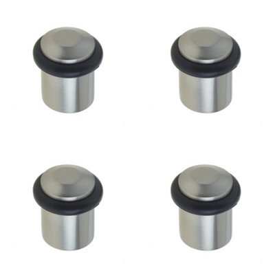 Loops 4 Pack Satin Nickel Chamfered Door Stops For Luxury InteriorsSolid Brass & Rubber Stopper from B&Q