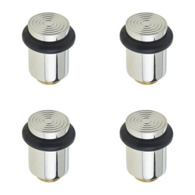 Loops 4 Pack Reeded Solid Brass Door Stops In Polished Nickel FinishSolid Brass & Rubber Stopper from B&Q