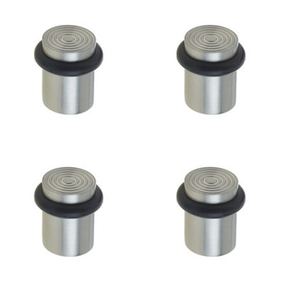 Loops 4 Pack Premium Reeded Door Stops In Satin Nickel FinishSolid Brass & Rubber Stopper from B&Q