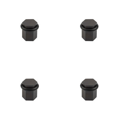 Loops 4 Pack Stylish Hexagonal Floor Mounted Doorstops In Dark Bronze FinishSolid Brass & Rubber Stopper from B&Q