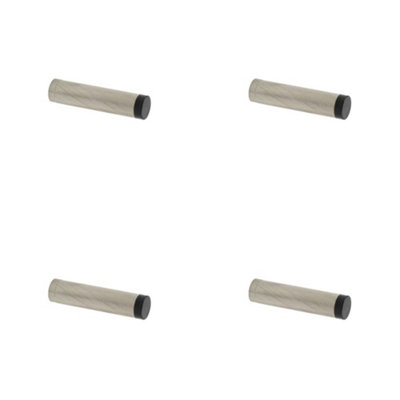Loops 4 Pack Elegant Knurled Wall Mounted Doorstop In Satin Nickel FinishSolid Brass & Rubber Stopper from B&Q