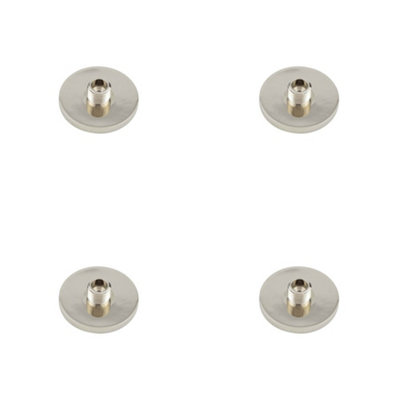 Loops 4 Pack Stylish 50mm Knurled Base Wall Mounted Doorstops In Polished Nickel FinishSolid Brass & Rubber Stopper from B&Q