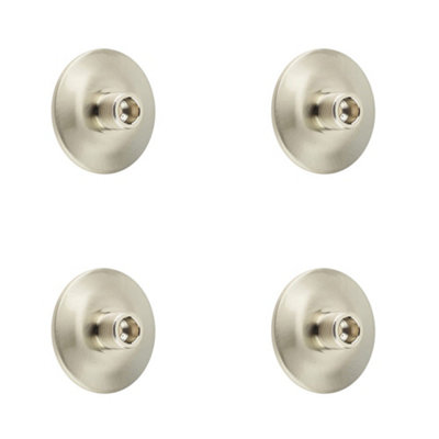 Loops 4 Pack Stylish Chamfered Base Wall Mounted Doorstop In Satin Nickel FinishSolid Brass & Rubber Stopper from B&Q