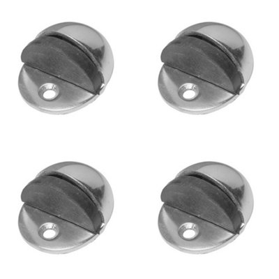 Loops 4 Pack Premium Satin Anodised Aluminium Floor Mounted Door Stops50X40mmRubber Stopper Protector from B&Q