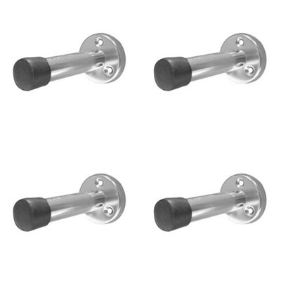 Loops 4 Pack Satin Anodised Aluminium Wall Mounted Doorstop76mm Easy InstallRubber Stopper Protector from B&Q