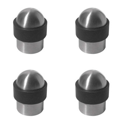 Loops 4 Pack Durable Stainless Steel Floor Mounted Door Stops30X45mm Satin FinishRubber Stopper Protector from B&Q