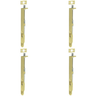 Loops 4 Pack Lever Action Flushbolts With Radiused Forend203X20mm In Antique Brass Finish from B&Q