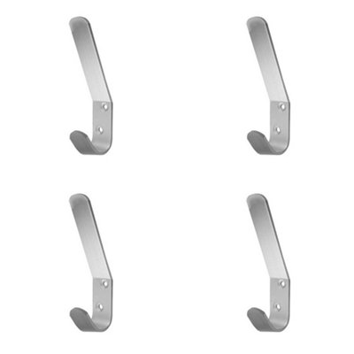 B&Q -  4 Pack Stylish 125mm Satin Anodised Aluminium Hat And Coat Hook For HomeWall Mounted Clothing Hook