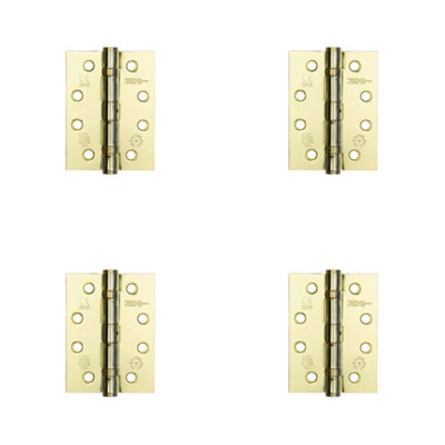 Loops 4 Pack Durable Grade 11 Electro Brassed Steel Ball Bearing Hinge 102X76mm For Heavy-Duty DoorsDoor Hinges from B&Q