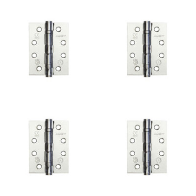 Loops 4 Pack Durable Grade 11 Polished Chrome Steel Ball Bearing Hinge 102X76mm For Heavy-Duty DoorsDoor Hinges from B&Q