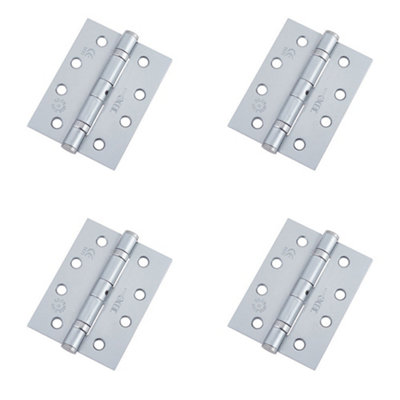 Loops 4 Pack Durable Grade 11 Satin Chrome Steel Ball Bearing Hinge 102X76mm For Heavy-Duty DoorsDoor Hinges from B&Q