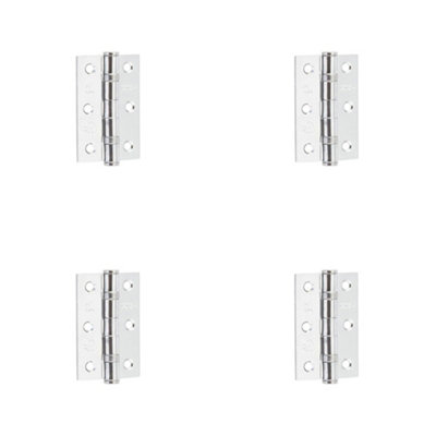 Loops 4 Pack Premium Grade 7 Steel Ball Bearing Hinge76X50mm In Polished Chrome FinishDoor Hinges from B&Q