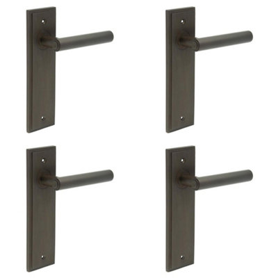 Loops 4 Pack Elegant Dark Bronze Door Handle Latch Backplate For Premium Home DecorSolid Brass Interior Lever